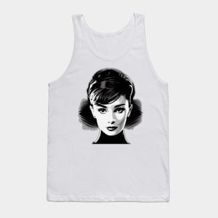 Classic Beauty, Elegant Hollywood Movie Star Looks. Black and White Modern Minimalist Pop Art Tank Top